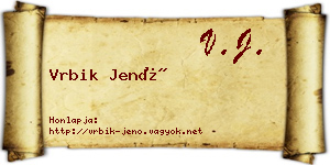 Vrbik Jenő névjegykártya